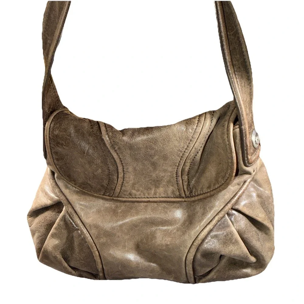 Francesco Biasia Genuine Leather Hobo Bag Shoulder Bag Purse Ex Lg‎ Brown